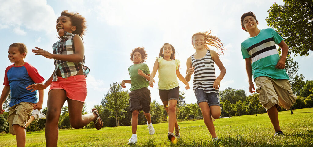 children playing in summer