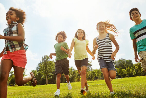 children playing in summer