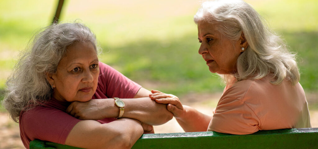 women discussing pelvic floor health